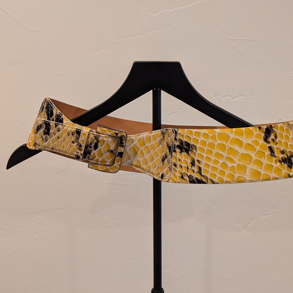 Giorgio Armani Yellow Snake Print Belt